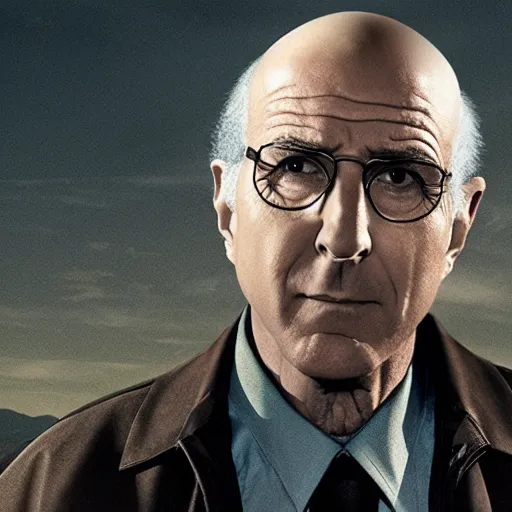 Image similar to Live Action Still of Larry David evading the cops in Breaking Bad, real life, hyperrealistic, ultra realistic, realistic, highly detailed, detailed, very detailed, cool, ultra detailed, very realistic, trending on artstation, epic, HD quality, 8k resolution, body and headshot, film still, real, detailed face, very detailed face, real life