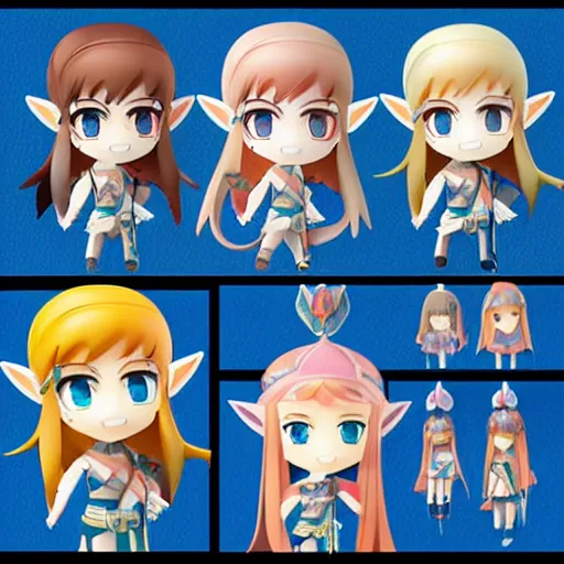 Image similar to beautiful water color concept art of face detailing cute girl in the style of nendoroid and Toon Zelda , anime style, close-up