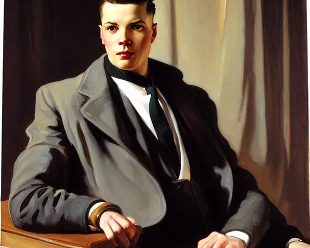 Prompt: male portrait, painting by j. c. leyendecker