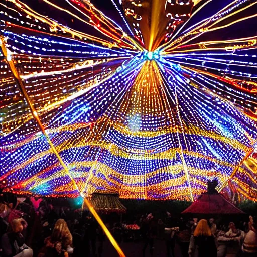Prompt: a night Victorian circus shining with thousands of lights
