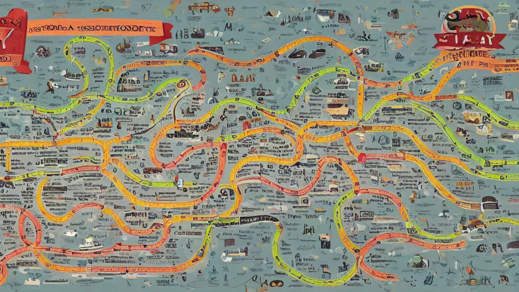 Prompt: pixar - style individual historian subway map