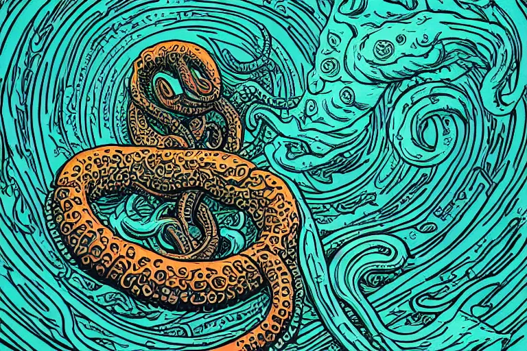 Image similar to a giant lovecraftian tentacle creature gripping a black hole by dan mumford, digital art, photorealistic, vivid colors, highly detailed, intricate