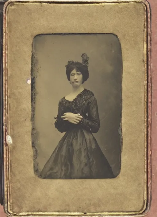 Image similar to wetplate daguerreotype portrait of an elegant woman, covered by an octopus, by louis jacques mande daguerre