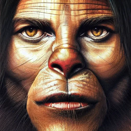 Prompt: africa, beautiful portrait of a very funny actor tom cruise playing with ginger red big monkey, face like monkey, emma watson actress blended monkey face, ape, powerful, dramatic lighting, intricate, wild, highly detailed, digital painting, cinematic, artstation, concept art, sharp edges and focus, illustration, art by artgerm and greg rutkowski and alphonse mucha