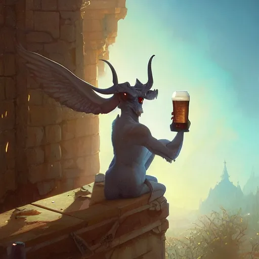 Prompt: highly detailed painting of baphomet drinking beer, unreal engine, fantasy art by greg rutkowski, loish, rhads, ferdinand knab, makoto shinkai and lois van baarle, ilya kuvshinov, rossdraws, tom bagshaw, alphonse mucha, global illumination, radiant light, detailed and intricate environment