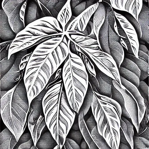 Image similar to coffee plant, hand drawn, engraved vector, by alexanderpokusay