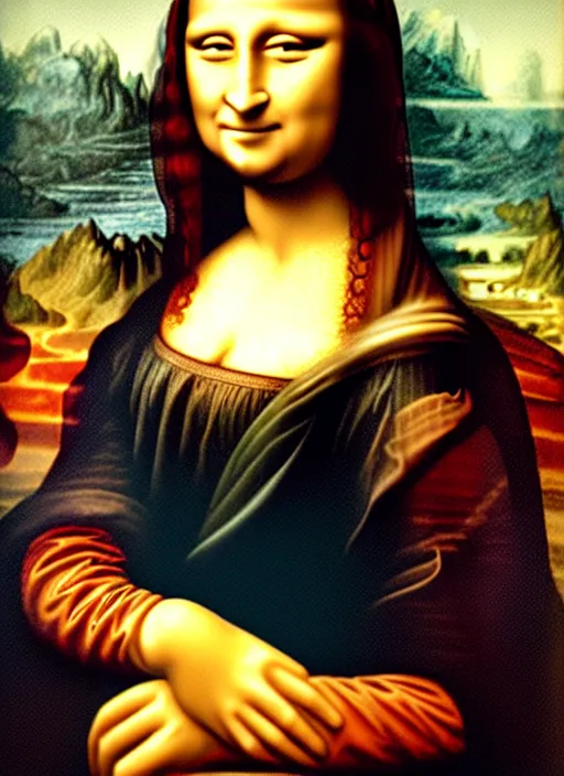 Image similar to Mona Lisa painted by Ringo Starr