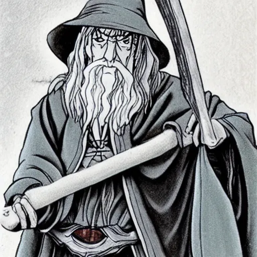 Image similar to gandalf from the anime lord of the rings (1986), holding a wooden staff, studio ghibli, very detailed, realistic