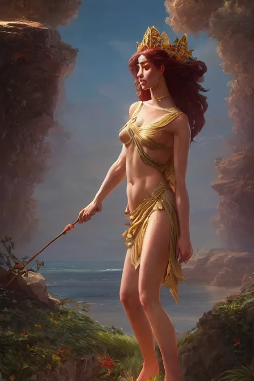 Prompt: goddess of the summer, highly detailed, digital painting, artstation, concept art, smooth, sharp focus, illustration, unreal engine 5, 8 k, art by artgerm and greg rutkowski and edgar maxence