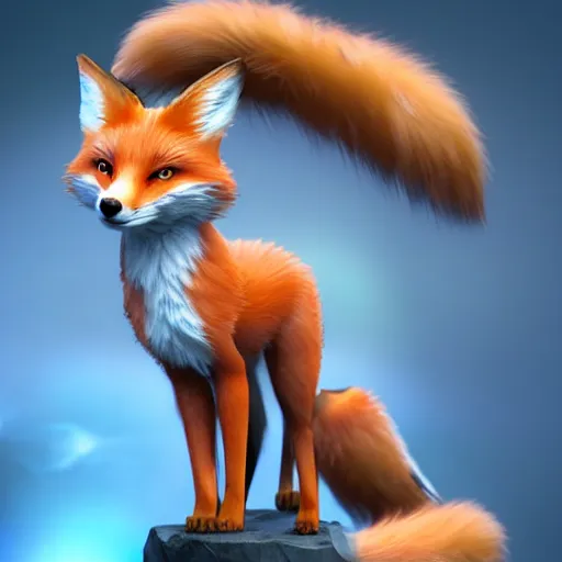 Image similar to a cute anime fox, high detail, unreal engine,