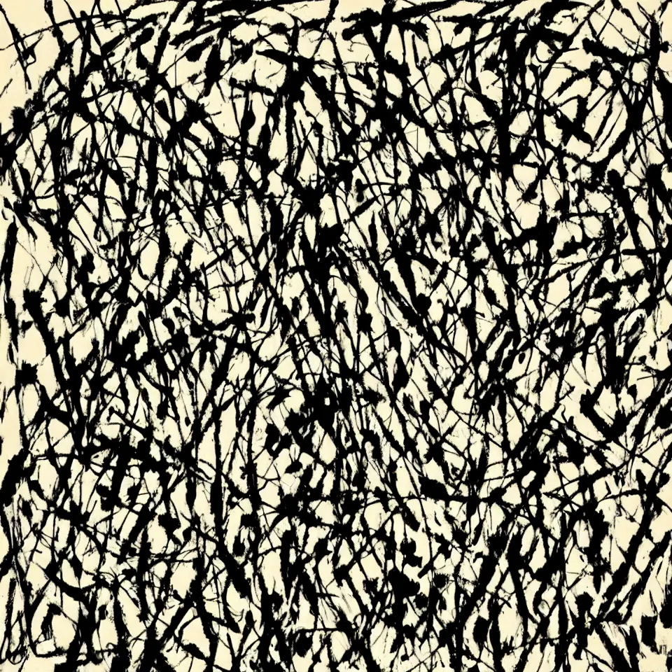 Prompt: neat, orderly lines painted by jackson pollock