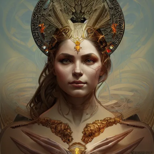 Image similar to perfectly-centered-Portrait of a sinister Goddess, intricate, highly detailed, digital painting, artstation, concept art, smooth, sharp focus, illustration, Unreal Engine 5, 8K, art by artgerm and greg rutkowski and alphonse mucha