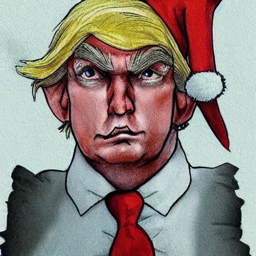 Image similar to a fantasy elf that looks like donald trump, fan art