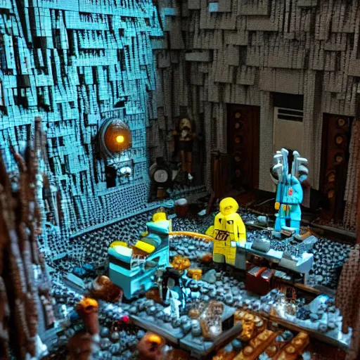 Image similar to cinematic creepy fantasy scene from pan's labyrinth, in lego