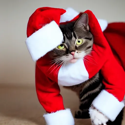 Image similar to cat wearing a santa costume