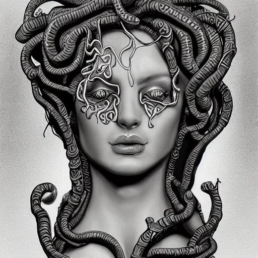 Prompt: Medusa, digital art, highly detailed,