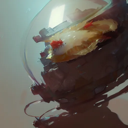 Image similar to concept art of fried egg, highly detailed painting by dustin nguyen, akihiko yoshida, greg tocchini, greg rutkowski, cliff chiang, 4 k resolution, trending on artstation, 8 k