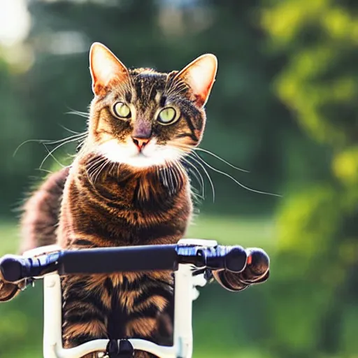 Prompt: a cat riding a bicycle