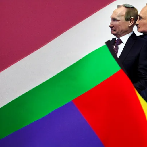 Prompt: vladimir putin kissing his boyfriend with a pride flag in the background