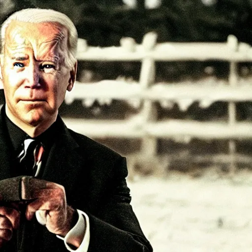 Image similar to a tv still of joe biden starring in road to perdition (2002)