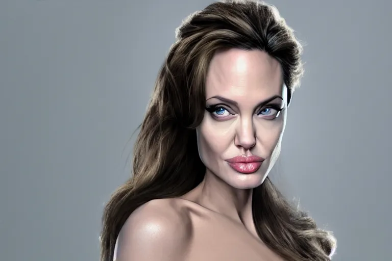 Image similar to angelina jolie is the rock from wwe, many details, super realistic, high quality, 8 k