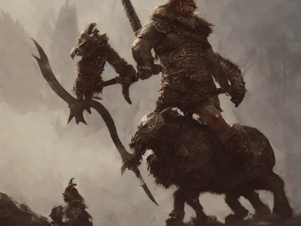 Prompt: viking warrior who rides a boar, by greg rutkowski, digital art, realistic painting, dnd, character design, trending on artstation