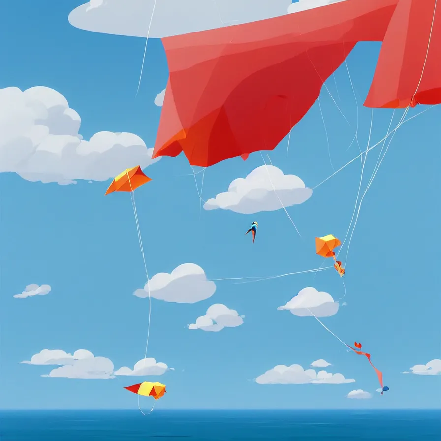 Image similar to a great kite flying over the ocean, art by Goro Fujita, ilustration, concept art, sharp focus, ArtStation and deviantart