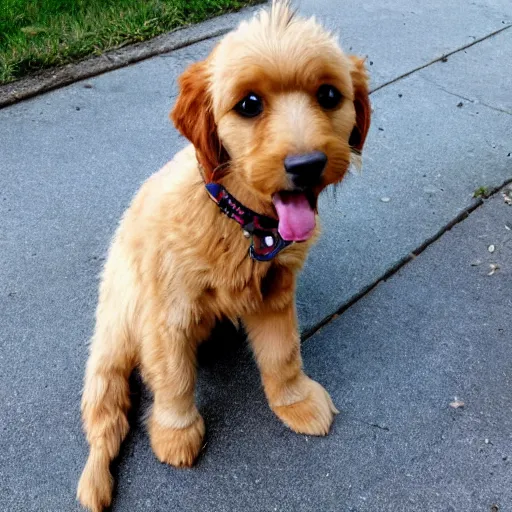 Prompt: a photograph of a goldendoodle mixed with a chihuahua