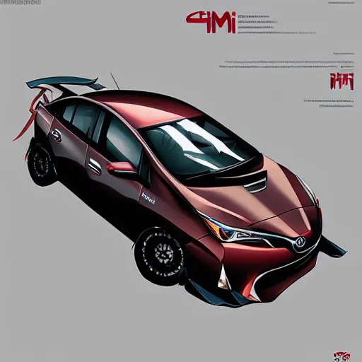 Image similar to toyota prius / ironman chimera, elements of both prius car and ironman superhero, cgsociety, artstation