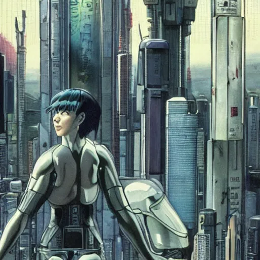 Prompt: concept art, ghost in the shell ( 1 9 9 5 ) sequel