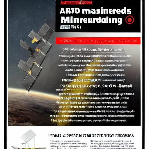 Prompt: magazine advertisement for asteroid mining equipment