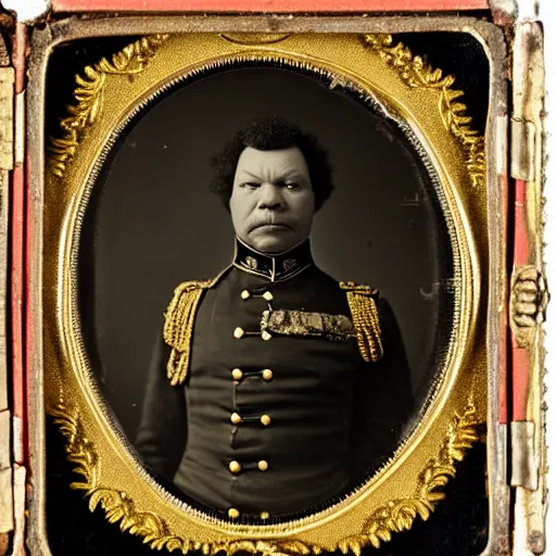 Image similar to A daguerreotype of Craig Charles dressed in 19th century military uniform, regal, refined, highly detailed