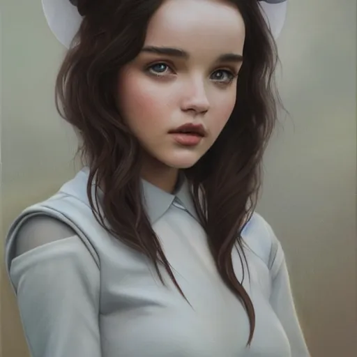 Image similar to tom bagshaw portrait, very beautiful mix of dove cameron madison beer bella poarch in a sailor suit flirting smile, randomly lustrous dyed hair, professionally retouched, focus eyes, ultra realistic soft painting, insanely detailed linework, symmetrical accurate intricate features, behance artstation, 8 k, - signature