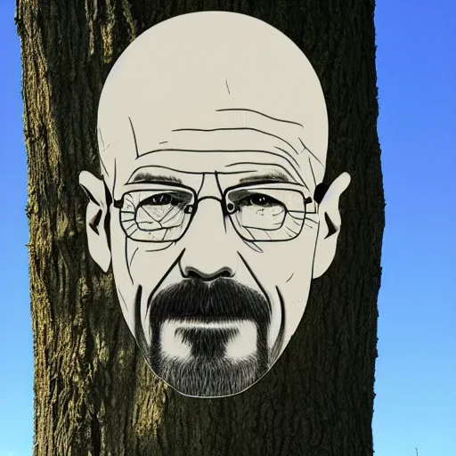 Image similar to a photo of a tree in the shape of walter white's head.