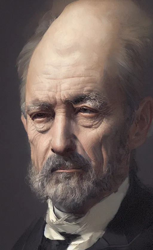 Image similar to Portrait of a middle-aged victorian industrialist, male, detailed face, 19th century, highly detailed, cinematic lighting, digital art painting by greg rutkowski
