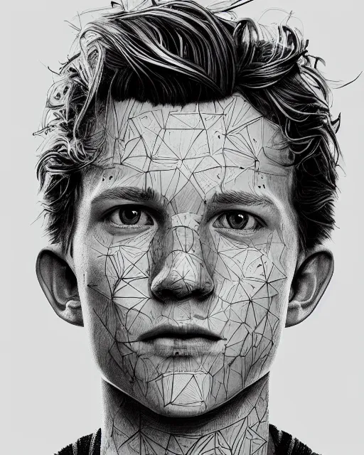 Prompt: closeup portrait of tom holland, an ultrafine detailed illustration by james jean, intricate linework, bright colors, final fantasy, behance contest winner, vanitas, angular, altermodern, unreal engine 5 highly rendered, global illumination, radiant light, detailed and intricate environment