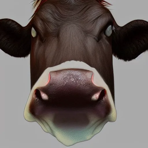 Prompt: cow body with drake face, detailed face, sharp focus, illustration, artstation