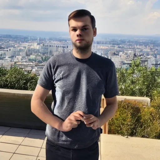 Prompt: photo of andrej karpathy smoking a cigarette