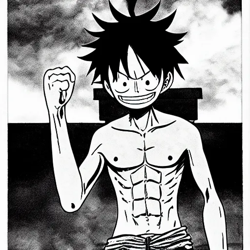 Prompt: luffy from one piece about to punch you in the face, hightly detailed, anime