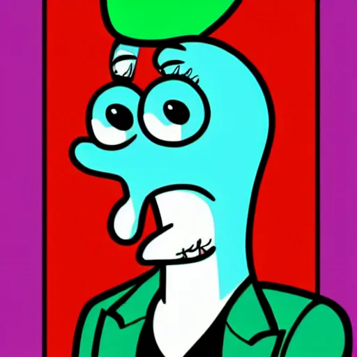 Prompt: handsome squidward style, pop art portrait