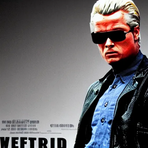 Image similar to geert wilders as terminator, movie poster