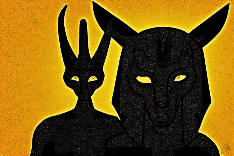 Image similar to a cute anubis god, digital art, iconic icon, 2 d vector logo, cartoon