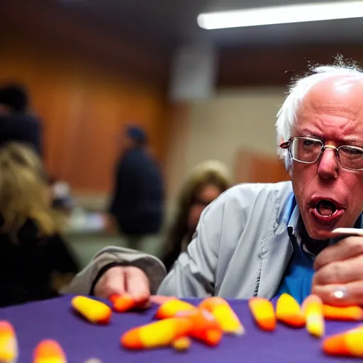 Prompt: bernie sanders eating candy corn