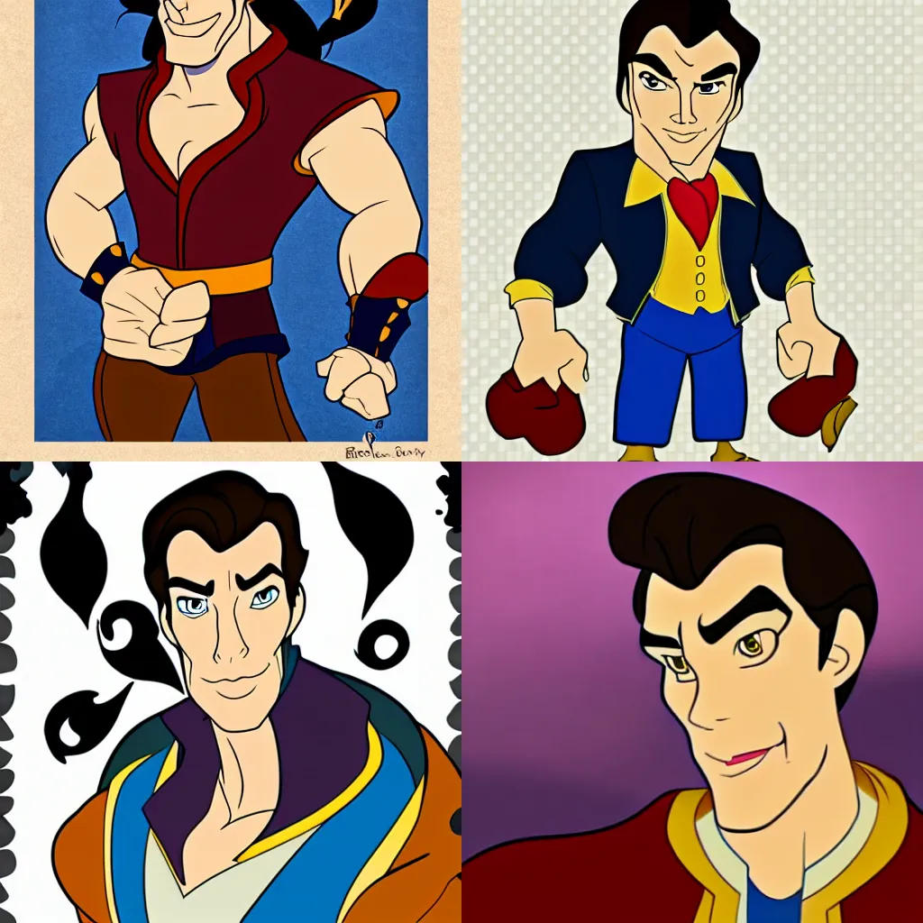 Prompt: benedict cumberbatch as gaston from beauty and the beast, disney cartoon, cel shaded