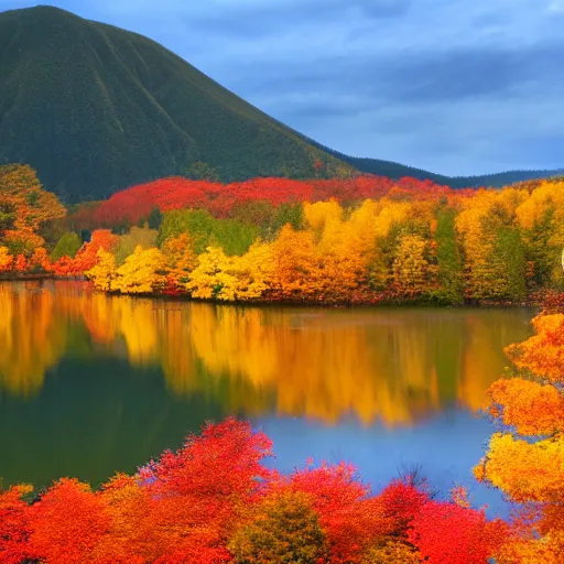 Prompt: hokkaido in the fall, masterpiece, 8k, realistic, high definition, vivid colours, long shot