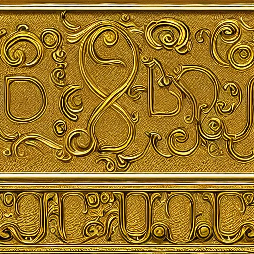 Prompt: extruded victorian typographic composition, gold, high detail, 4 k