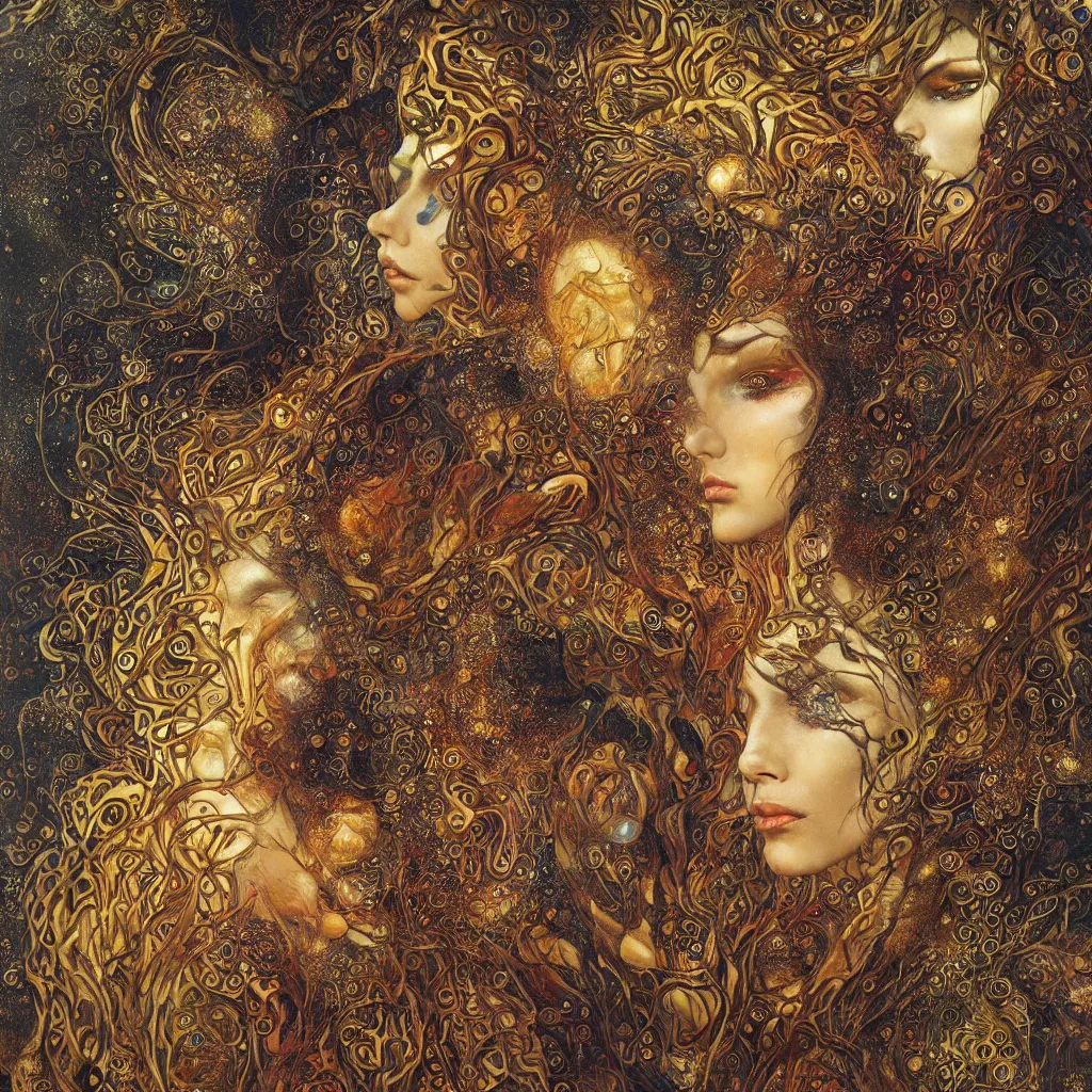 Image similar to Divine Chaos Engine by Karol Bak, Jean Deville, Gustav Klimt, and Alex Gray, sacred geometry, fractal structures