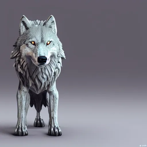 Prompt: Wolf dressed black hoodie, as a figurine, octane render, unreal engine, 3D rendering, studio, light, artstation