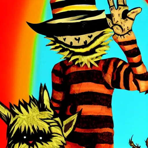 Image similar to Freddy Krueger in the art style of where the wild things go 4K quality