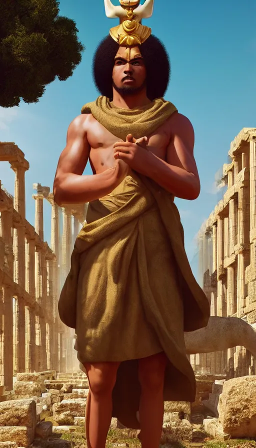 Prompt: fullbody photo of humanoid cute fluffy caracal dressed in toga as alexander macedon, sun behind him, ancient greek city, sunny day, by ilya kuvshinov, rtx rendering, octane render 1 2 8 k, maya, extreme high intricate details by tom bagshaw, medium shot, composition by sana takeda, lighting by greg rutkowski